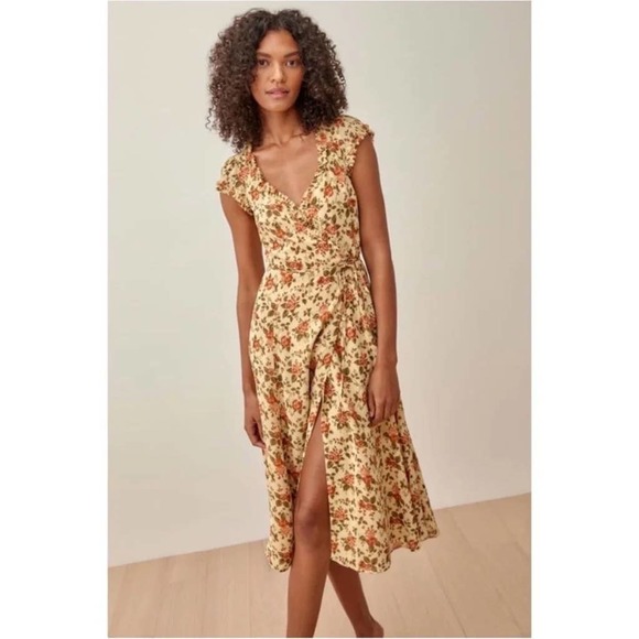 Reformation Varenna Gwenyth Floral Midi Wrap Dress - Picture 1 of 8